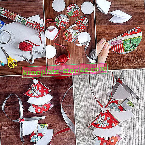 jednostavni ukrasi za božićni papir - božićno drvce od papira za zamatanje poklona